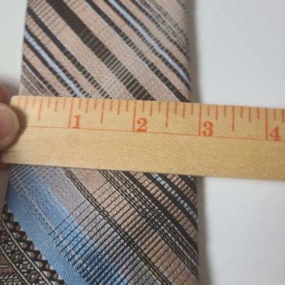 Oleg Cassini Mens Blue Brown Multicolor Abstract Necktie Professional Office - Picture 7 of 10